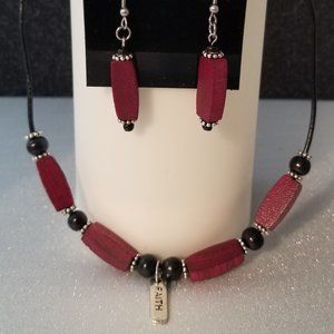 Trendy Burgundy Choker with Matching Earrings
